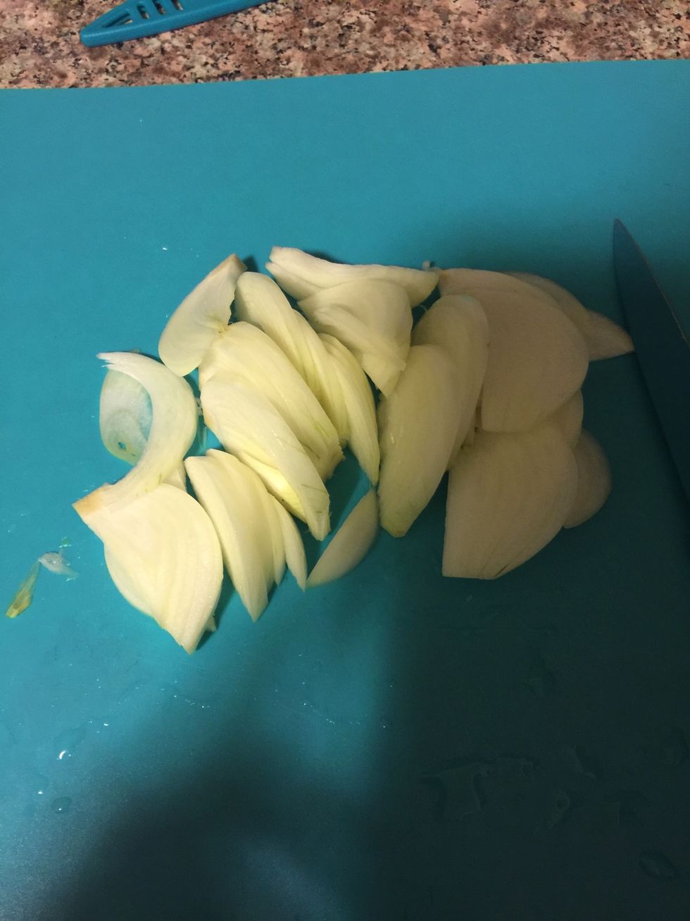 thinly slice one onion.