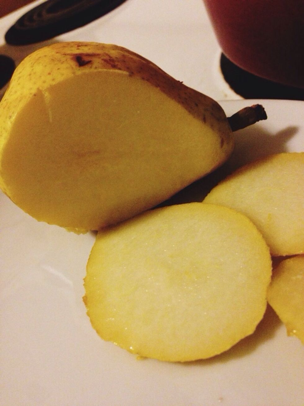 Thinly slice the pear and set aside. I used three slices for the sandwich and had the rest as a side.