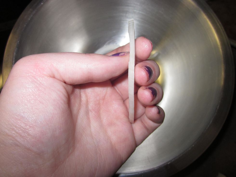 Thinly slice your onion, slices should be about this thick