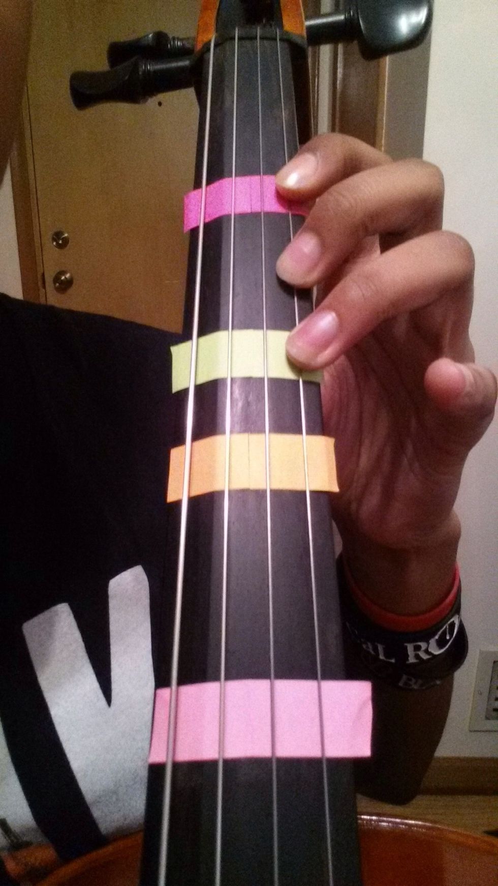 Third finger is on "C" sharp. A sharp note is a half step above the "normal" note, in this case "C."