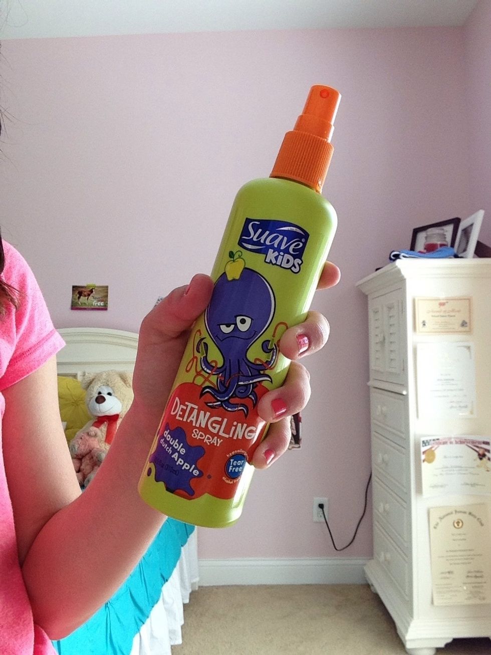 Third, get out your straightening iron to let it warm up. If you have any conditioning mists, or shine serums, now is the time to apply them. I have a homemade mist to condition my hair. \u261d