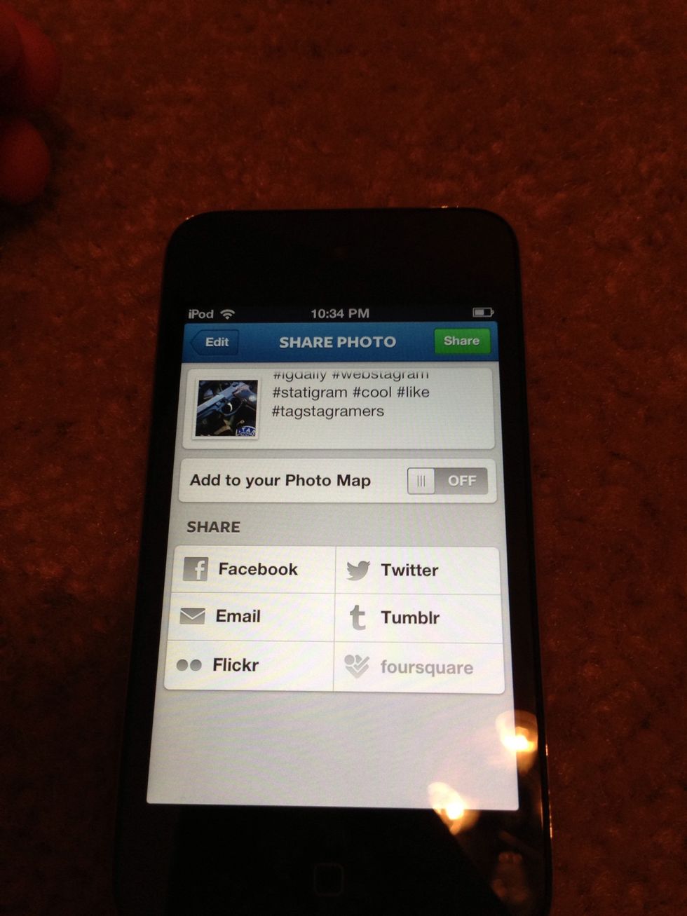 third, in the photo's caption paste the hashtags you have copied.