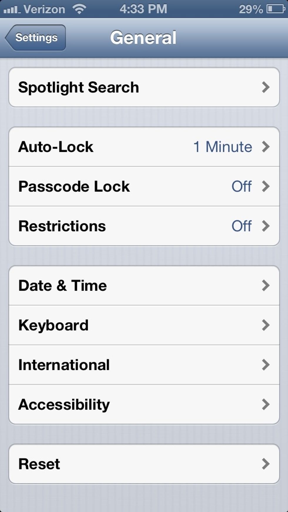Third scroll down and select accessibility