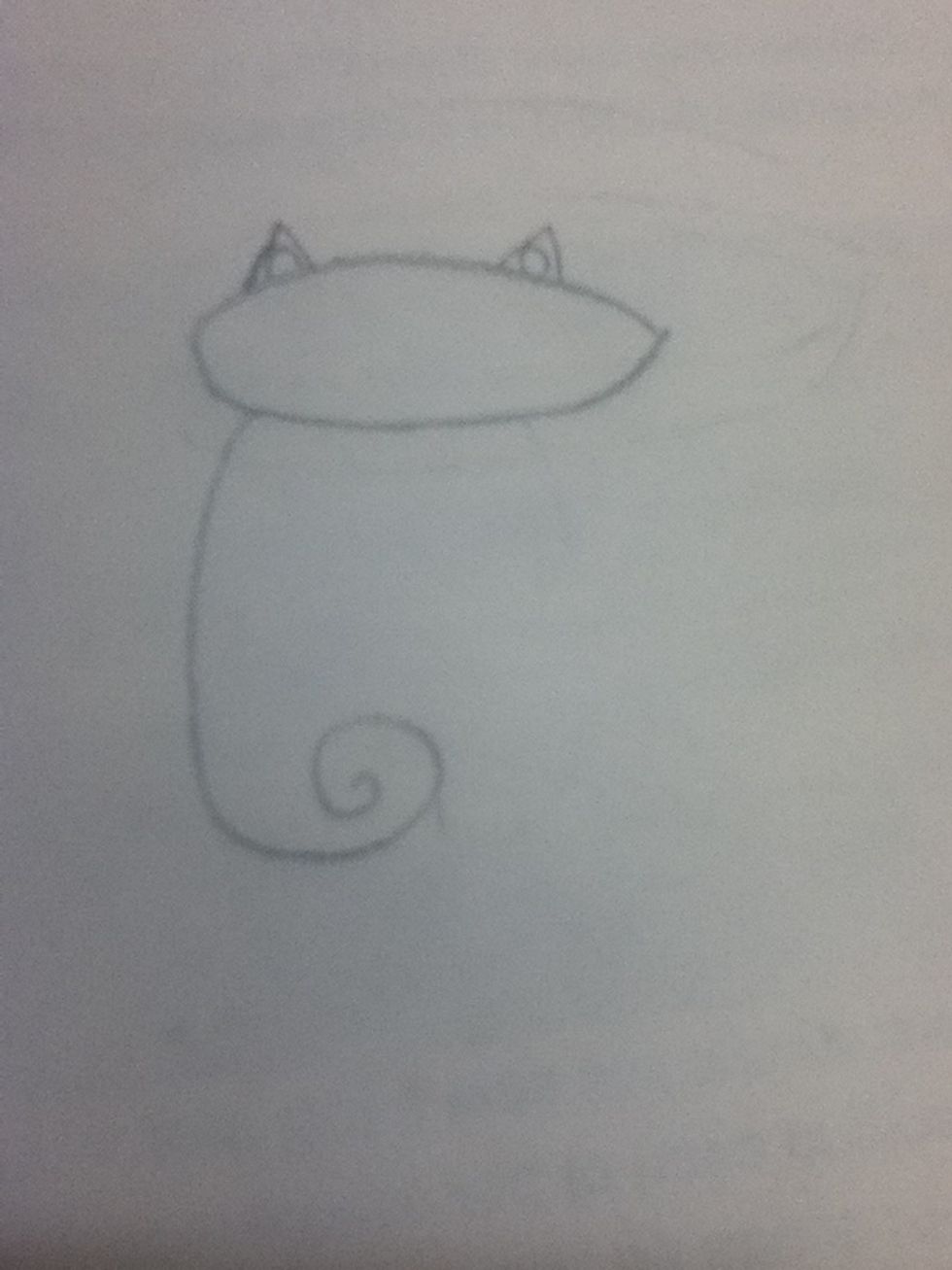 Third, you draw a curved line from the left side of the oval and make a spiral when you end it.