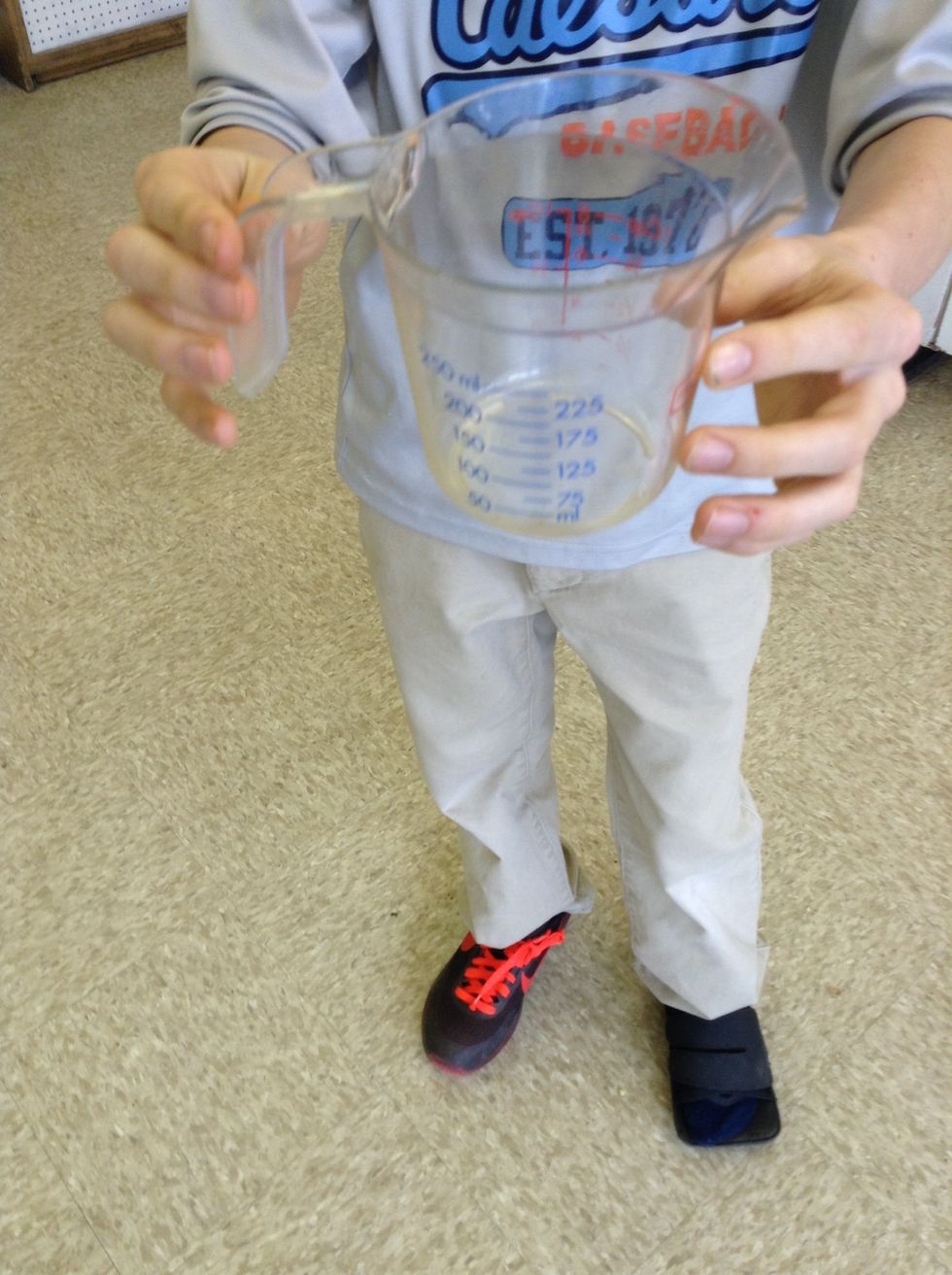 This a liquid measuring cup. It issued to measure the liquids in a recipe. I can use a liquid measuring cup to measure water.