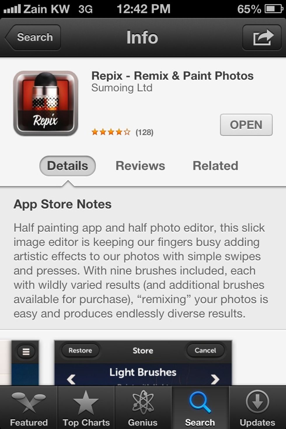 This app is an "Editors' Choice" so it is featured on the App Store.  Check it out. Tap on "Free" so it will start downloading. But I already downloaded it so it says "OPEN".