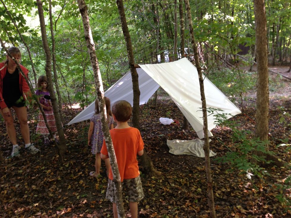 This bed sheet cost only $2.50 at a thrift store.