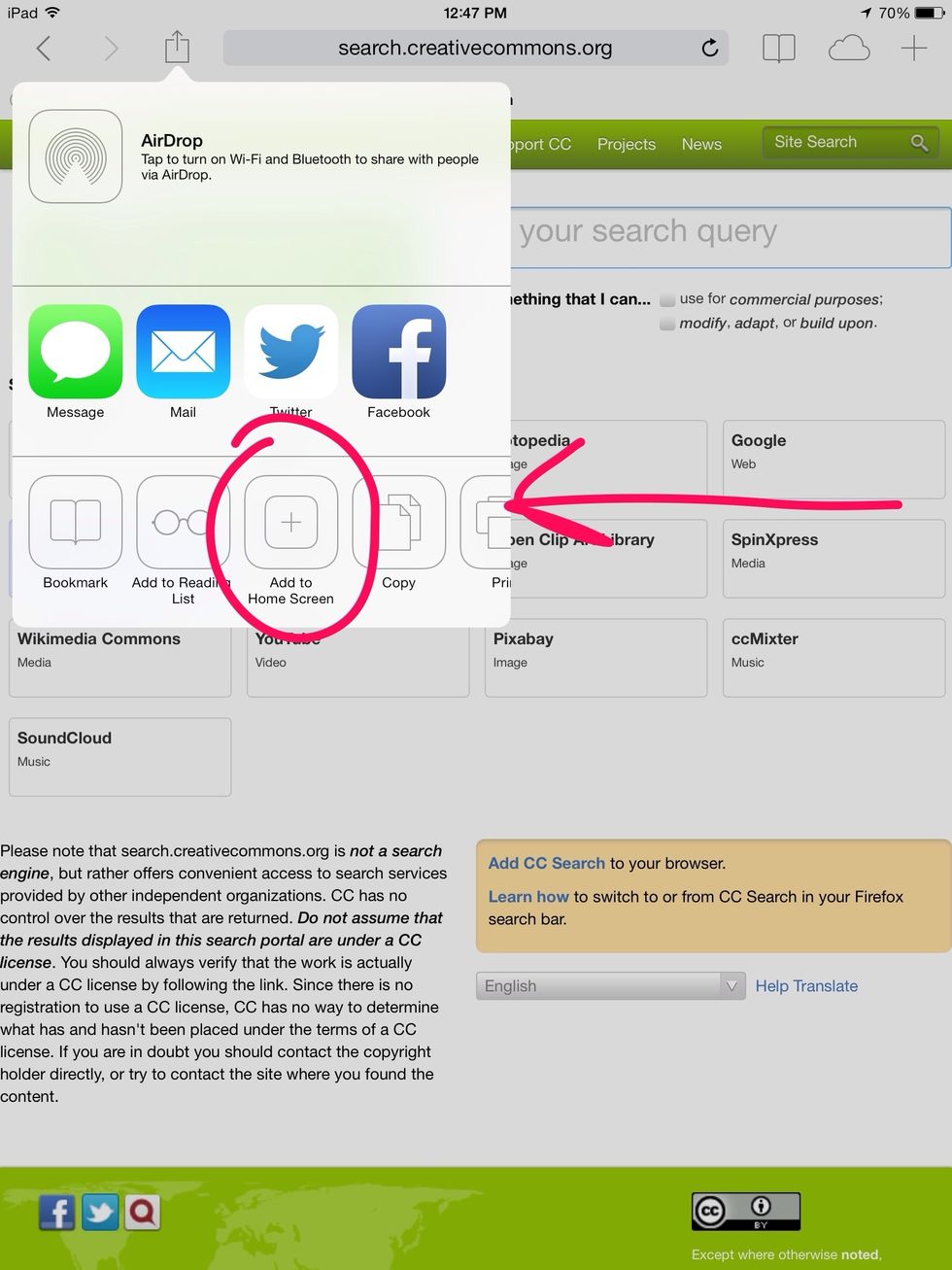This box will pop up. Click on Add to Home Screen.