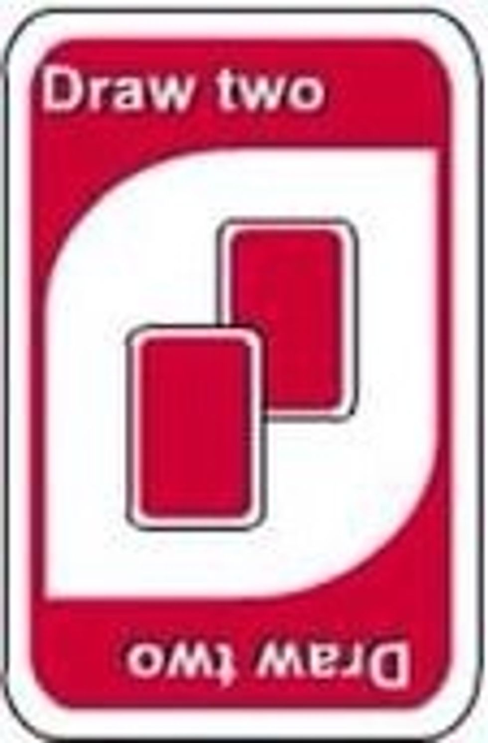 This card is similar to the skipping card except that it gives 2 cards from the deck to the next player Eg: 1 uses this card, 2 gets 2 cards from the deck