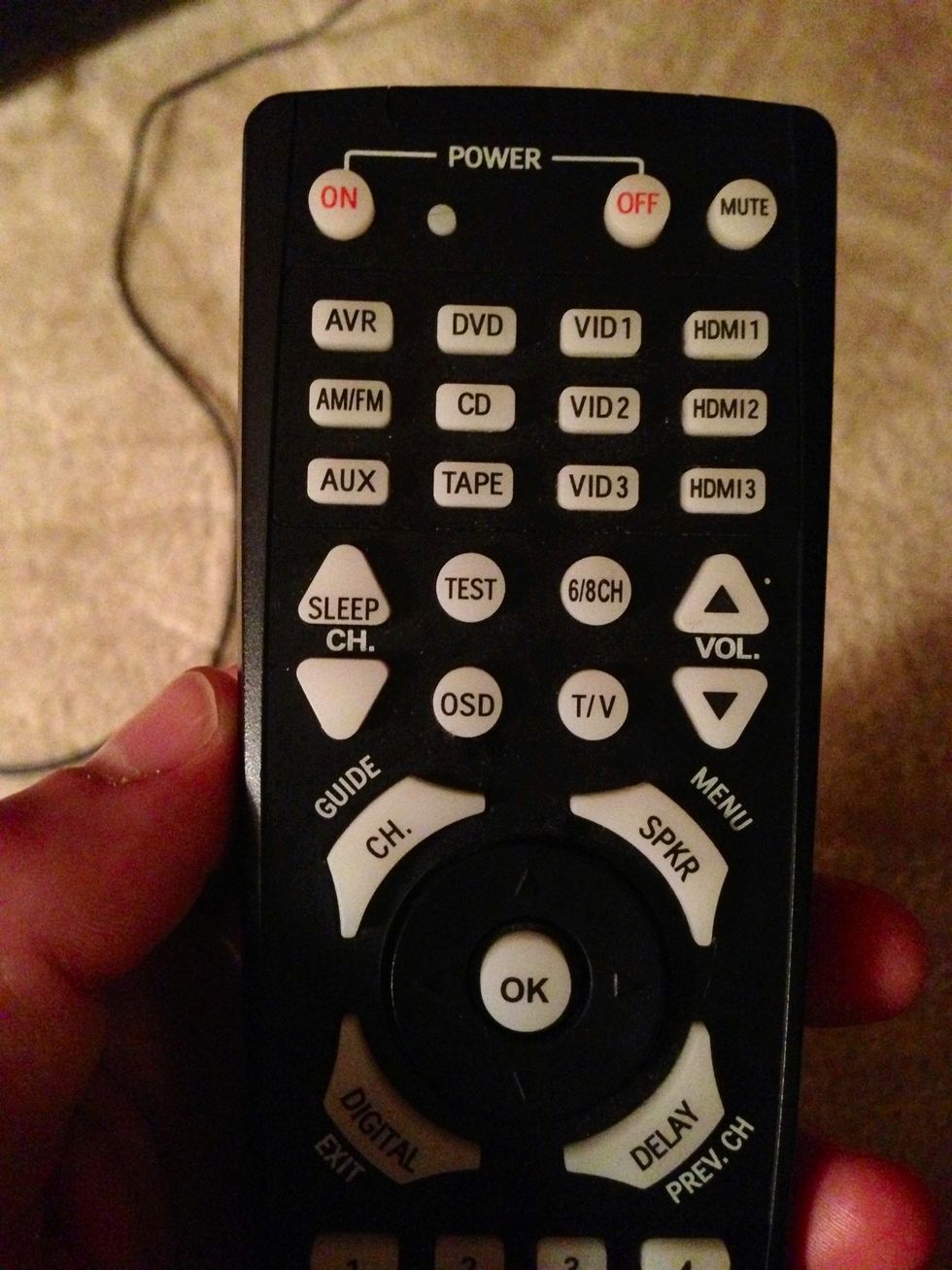 This controls the receiver which must be on for tv or playstation to work. HDMI 1 : cable TV HDMI 2 : playstation HDMI 3 : Apple TV AVR BUTTON : press & release before you can use volume buttons.