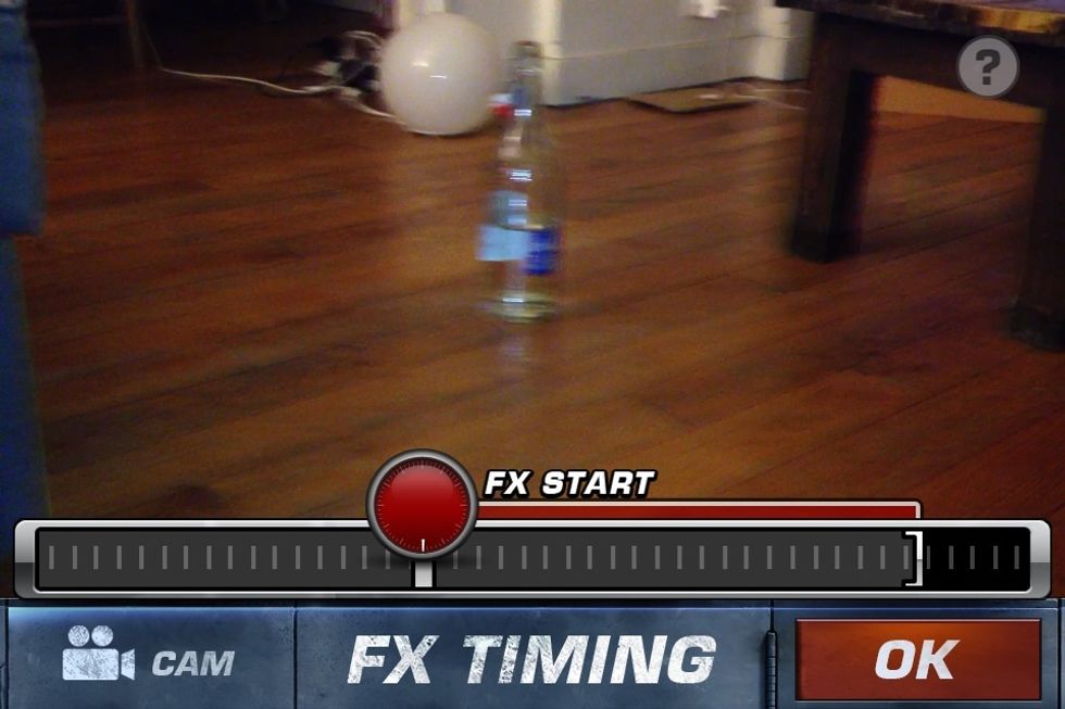 This effect is with missiles so when shooting I shook the phone after a couple seconds to emphasize the effect. On this screen choose when you want the effect to hit then tap ok