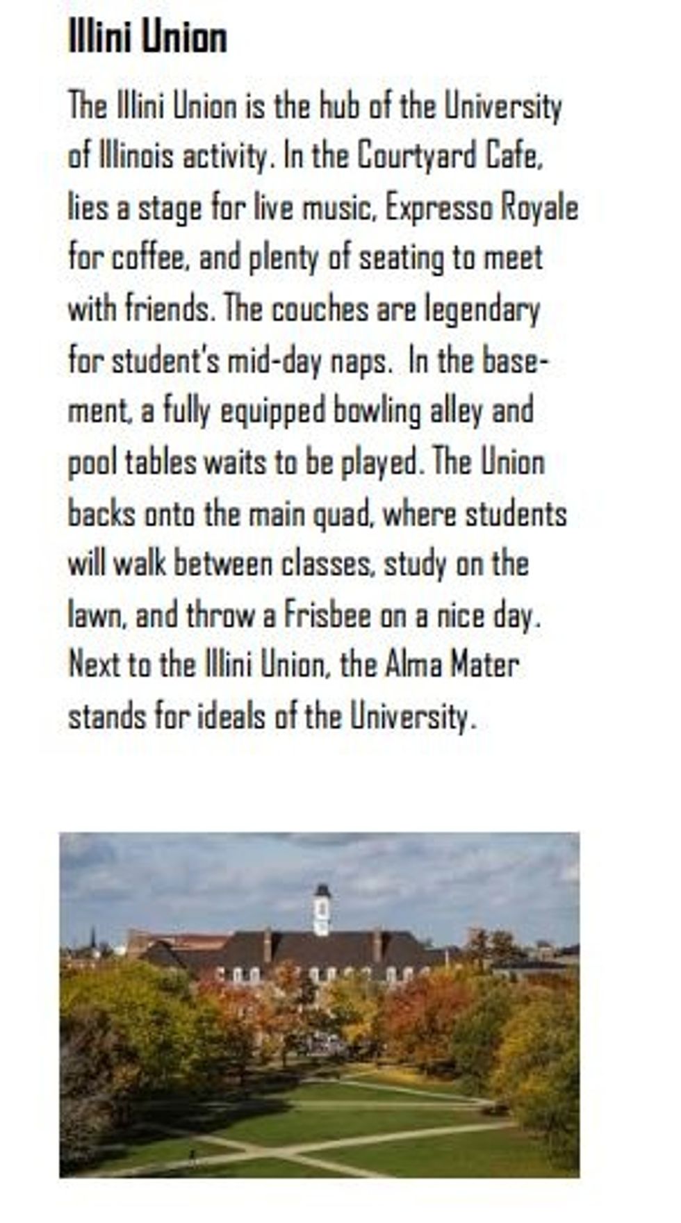 This Espresso has been replaced with a Starbucks! However, you can also find a Java Juice and Auntie Annie's on the first floor, with other eating in the basement (next to bowling alley).