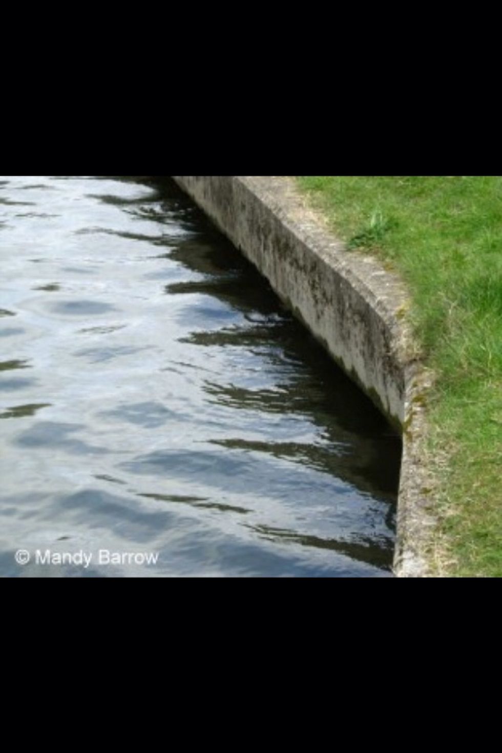 This example also shows prevention of erosion. The concrete wall prevents the edges of the river from eroding. Without the wall, the edges would become mud and eventually erode into the river.