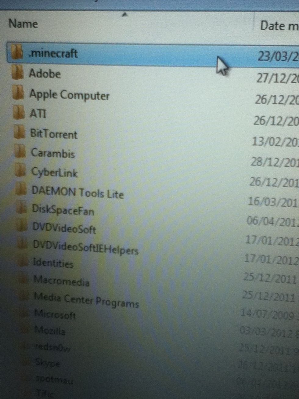 This folder will pop up and click .minecraft
