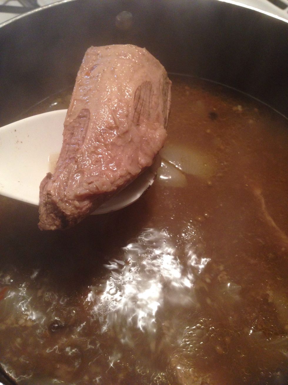 This how it will look like after more than an hour boiling. You gonna take the beef out from the water. Wait!! \ud83d\ude33Don't throw away the broth yet. You gonna use it for the sauce \ud83d\ude04