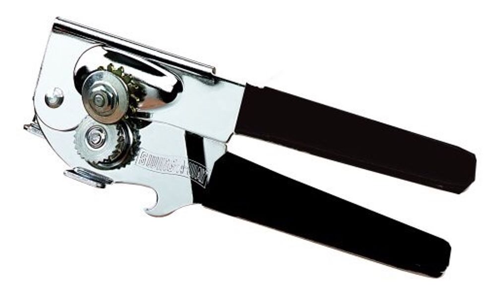 This is a can opener it is used to open cans I can use it to open a can