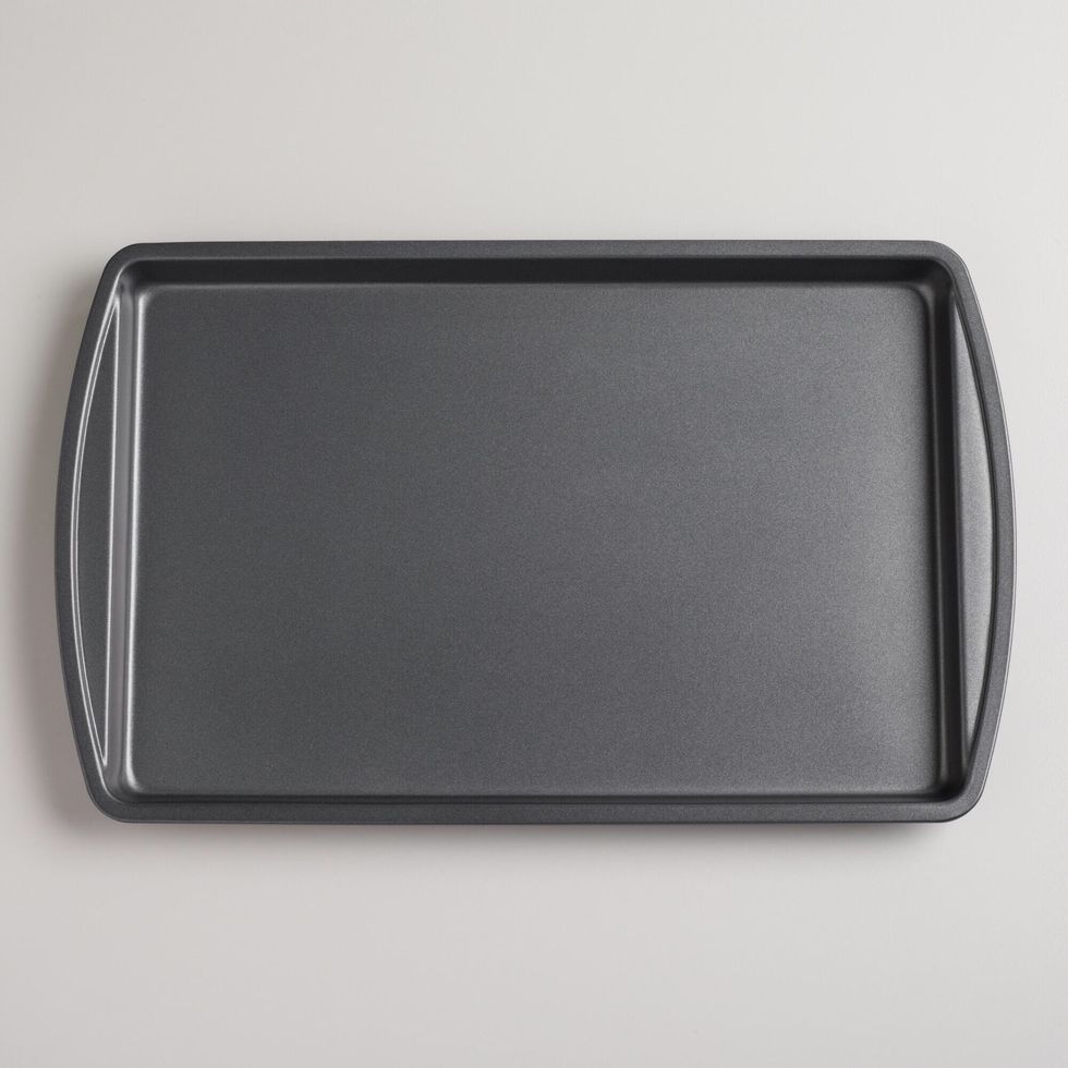 This is a cookie sheet it is used to lay out cookie dough to be cooked I can use it to make cookies