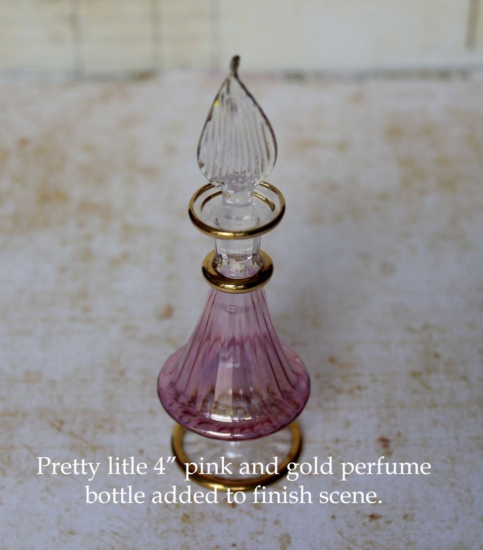 This is a cute little 4" perfume bottle I picked up while out shopping one day. It was the inspiration for the piece.