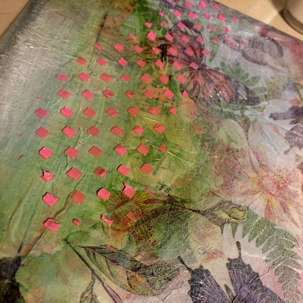 This is a different view of the same thing, but it's more accurate to what it really is, which is Persimmon Velvet through the Blocked Stencil.