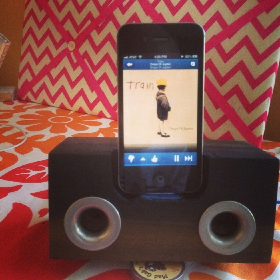 This is a earlier model for my HS daughter, sort of a steampunk retro addition. This one has natural amp speaker and build in charger note blue plug at bottom of phone. Check it out on my Snapguide.