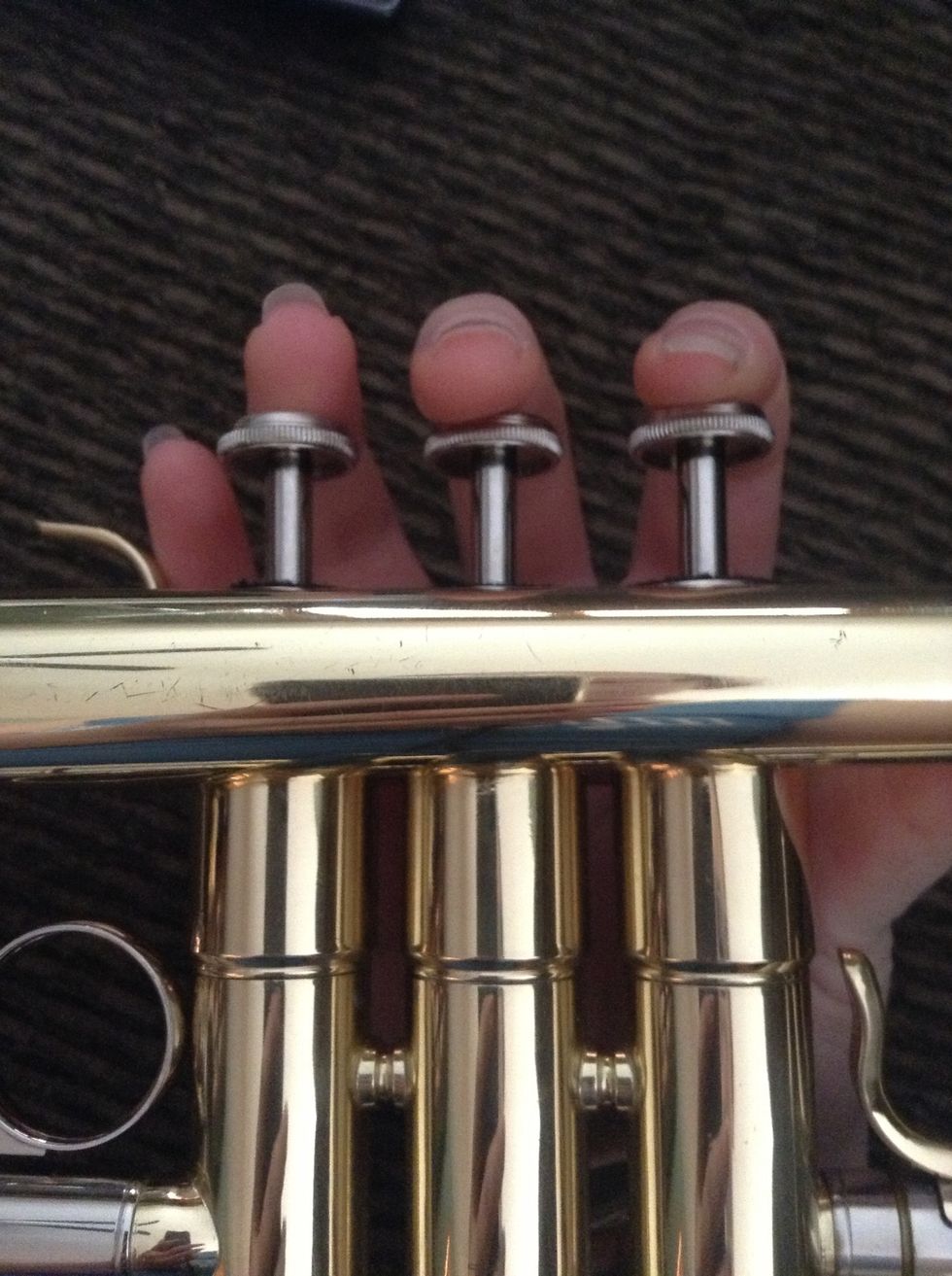 This is a G. Like the low C, all valves are up, but this is a shelf higher than low C. Faster air, firmer lips.