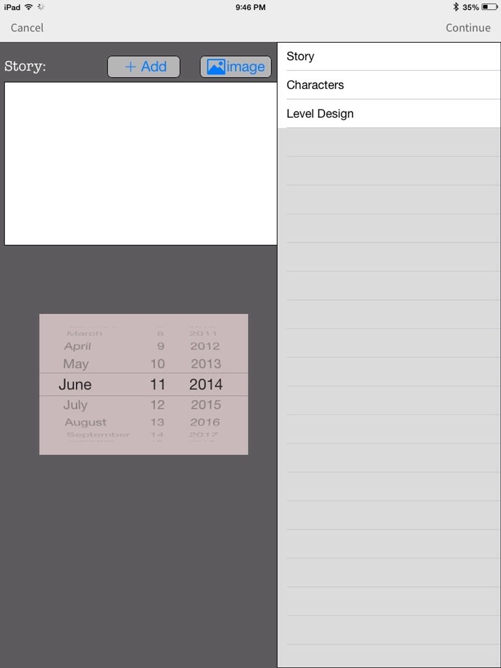 This is a Game Design Document app. It helps me write a design document for my game! A few minutes of work.