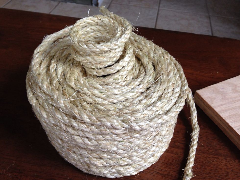This is a ginormous roll of sisal. It can be purchased at most hardware stores. I got mine at Lowe's for like $6.