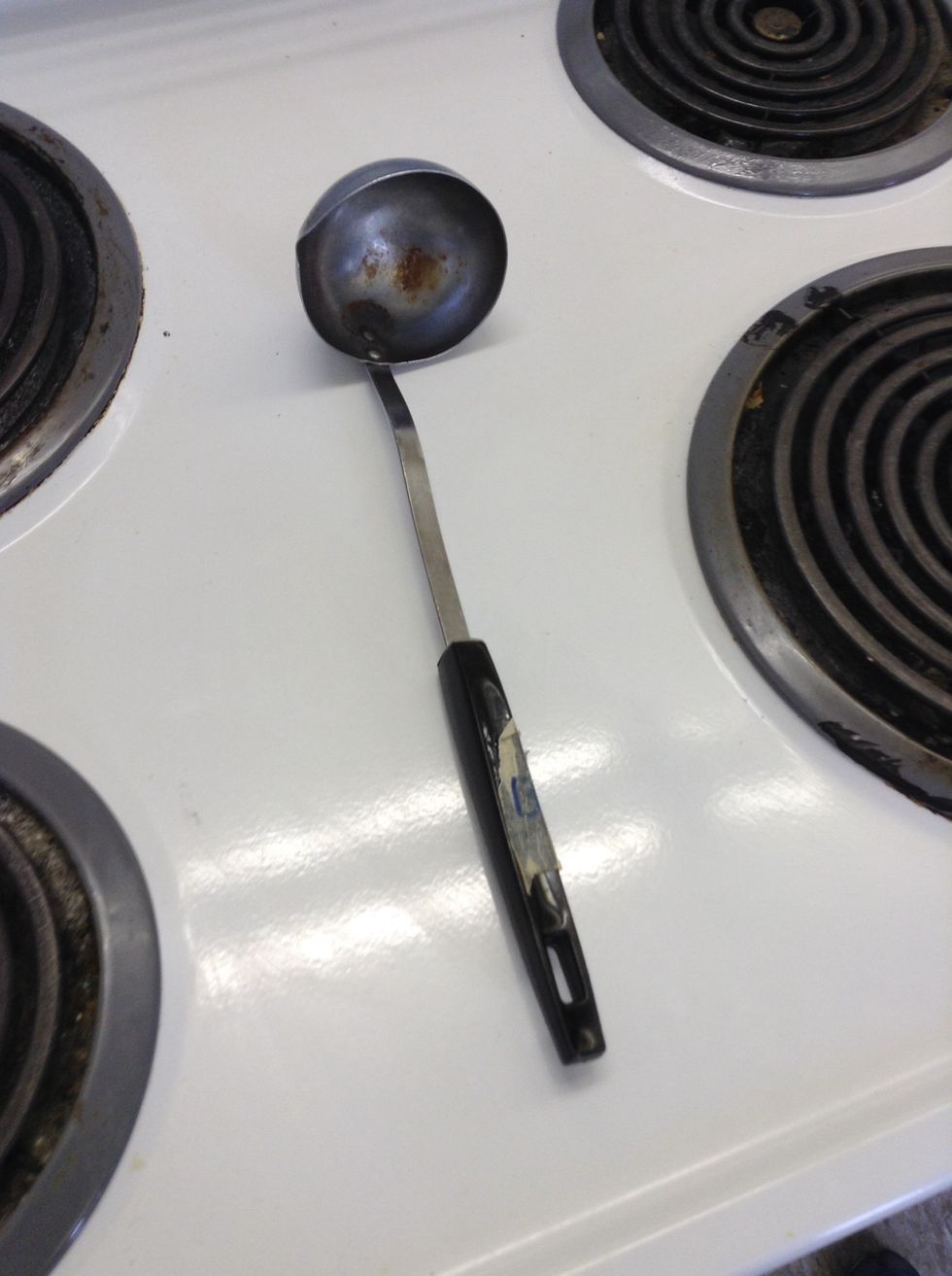 This is a ladle. It is used to scoop soup. I can use a ladle to scoop chicken noodle soup out of the bowl.