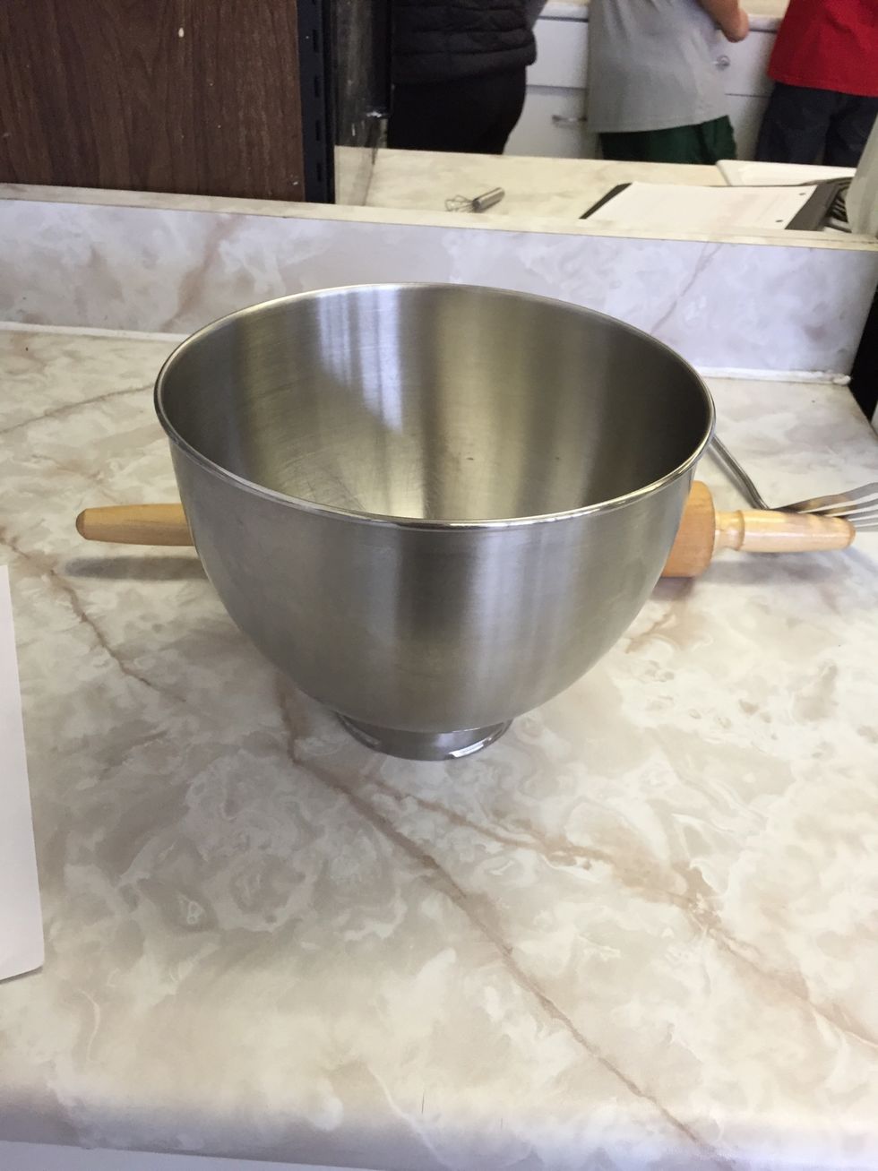 This is a metal mixing bowl it's used to put ingredients into to mix them together I can use it when I'm mixing things