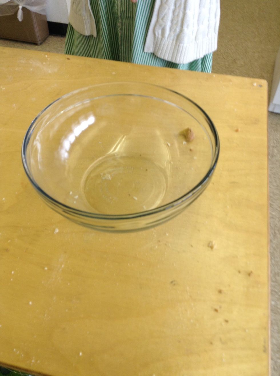 This is a microwave safe glass mixing bowl. This is used when needed to melt an ingredient and is needed to put in the microwave. I can use this to put butter in and melt it in the microwave.