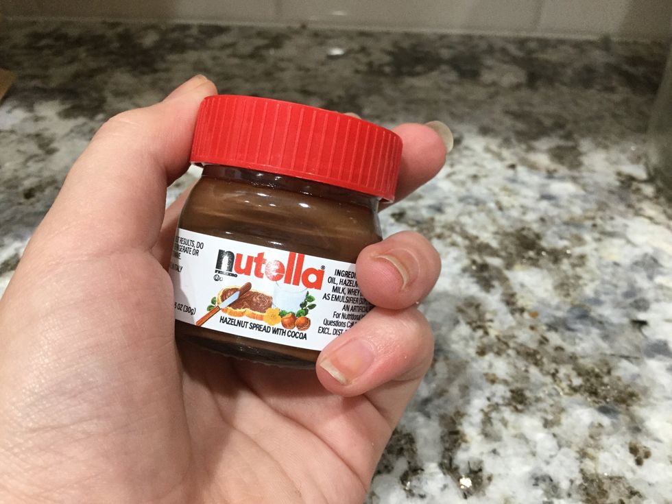 This is a miniature Nutella jar, it's glass and is so cute!\ud83d\ude1d
