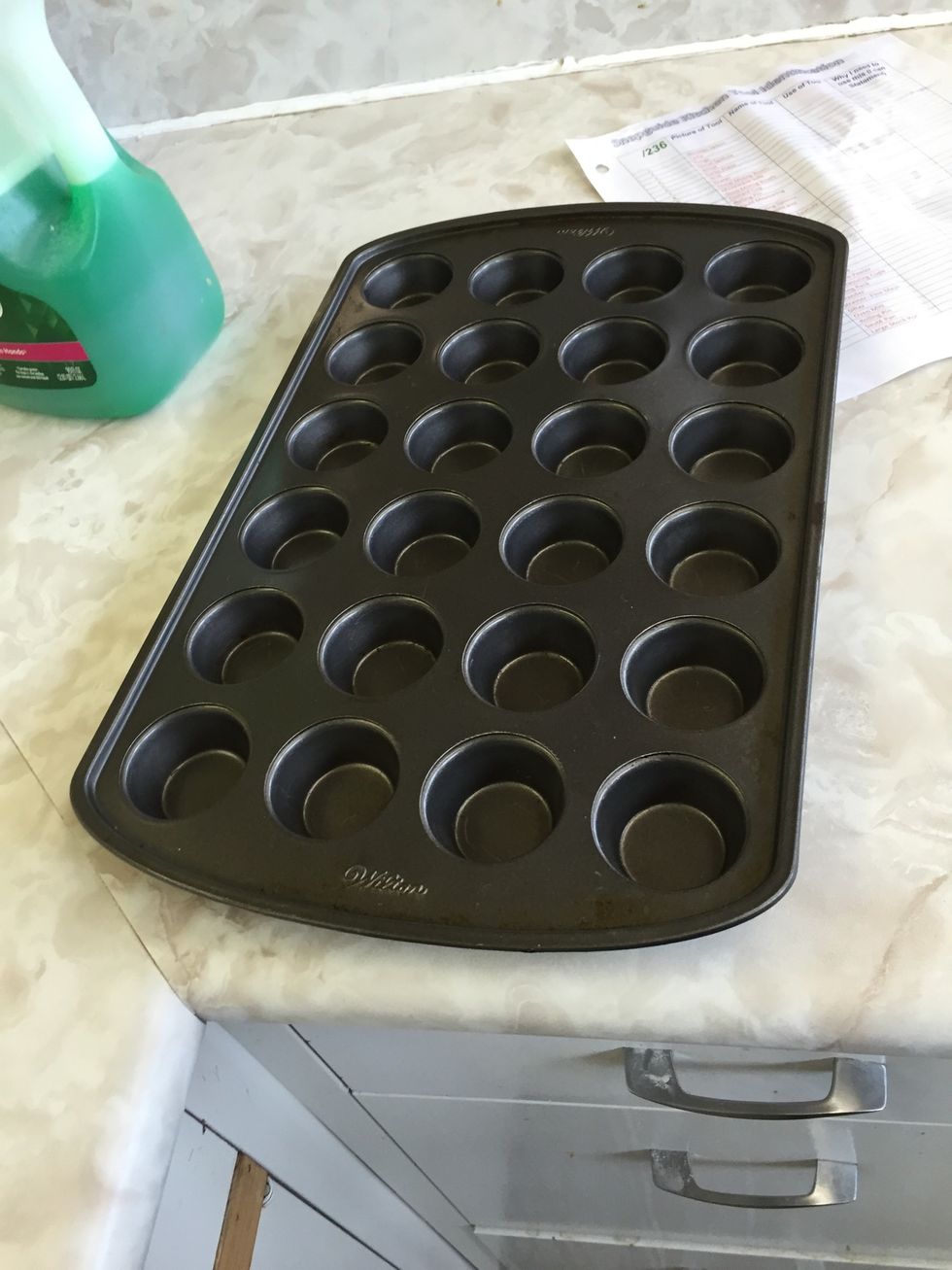 This is a muffin tin. It is used to put your muffin batter in and bake. I can use a muffin tin to bake muffins.