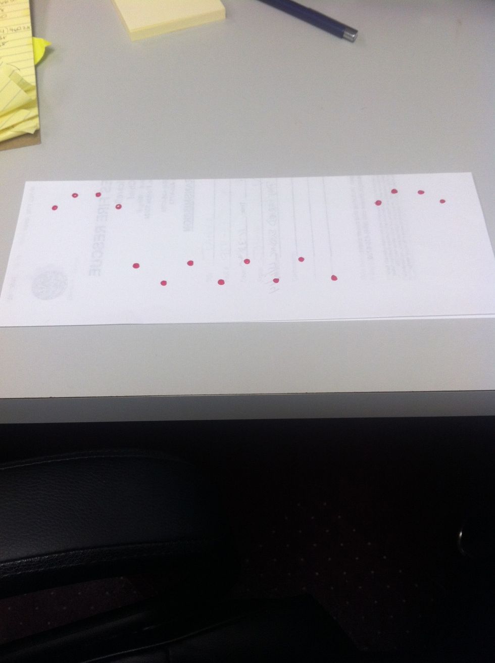 This is a my sketch of where I would be drilling the holes on the wooden board. Top holes to hang the bibs and bottom holes to hang the medals.