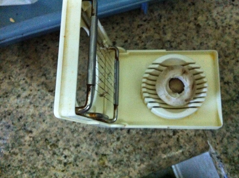 This is a neat way to slice mushrooms, use an egg slicer!