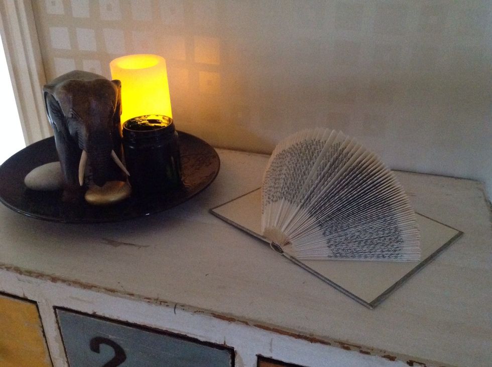 This is a nice way to let an old book get a new life, as a still life! There are other ways to fold the pages to creat other looks to the book, experiment!