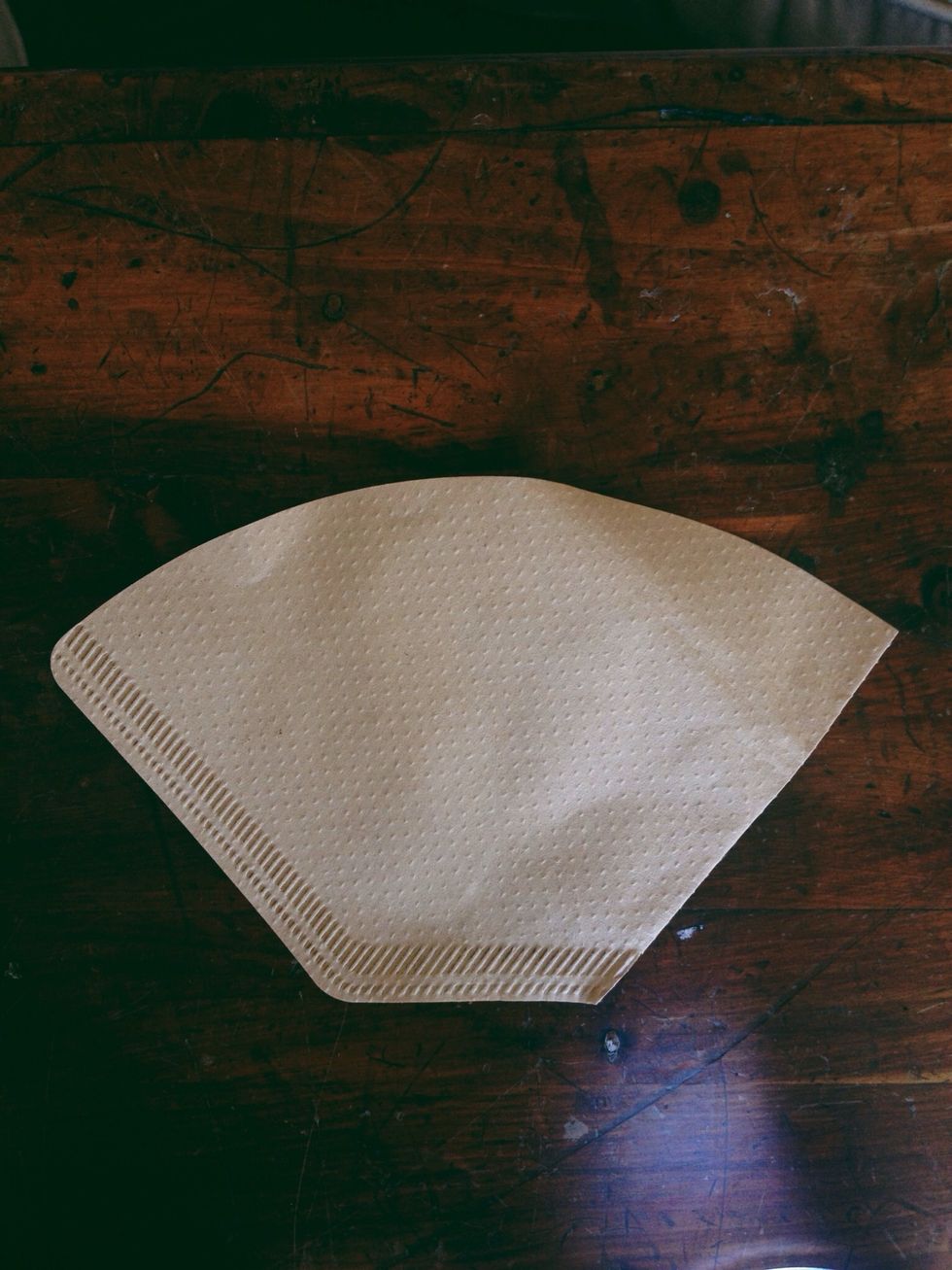 This is a No. 2 unbleached coffee filter. Fold it along the perferated edge to help it form to the funnel. Make sure you pre soak it to rinse off anything in/on the paper.