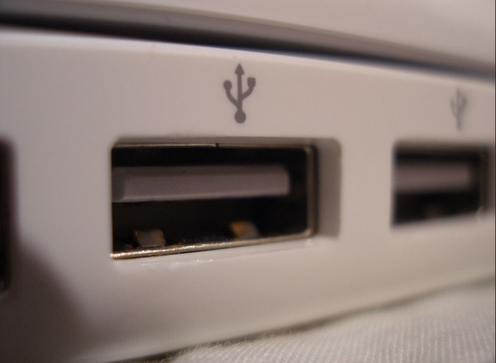 This is a photo of a USB slot ( where you plug the USB in)
