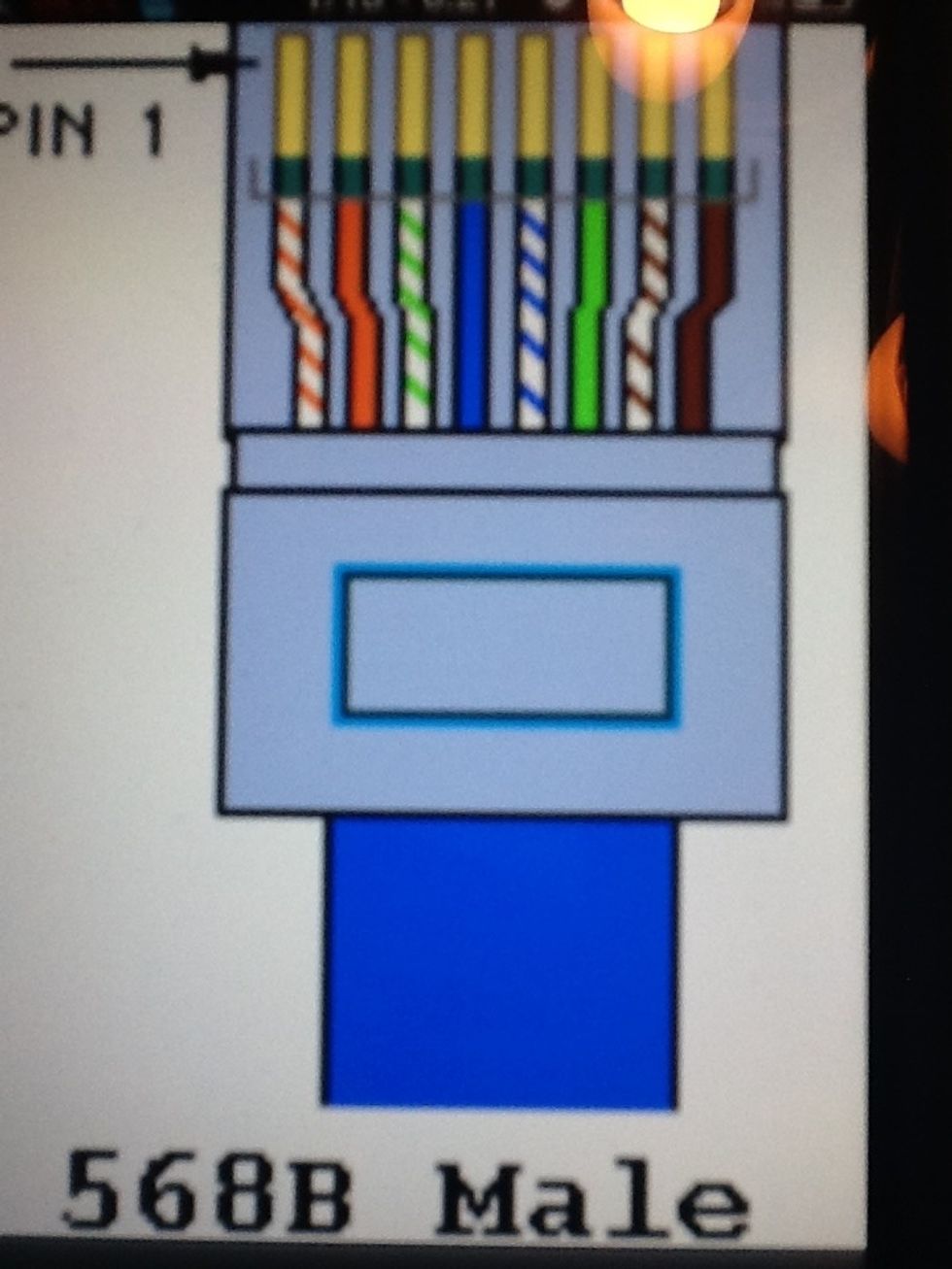 This is a pic of the pinout for a 568B patch cable, this is the most common patch cable , used for CPU,Xbox , Playstation etc.