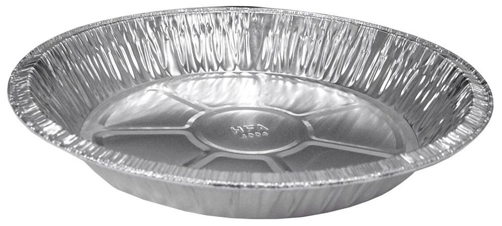This is a pie tin. It is used to hold the edge of the pie crust. I can make a pie and put it in a pie tin.