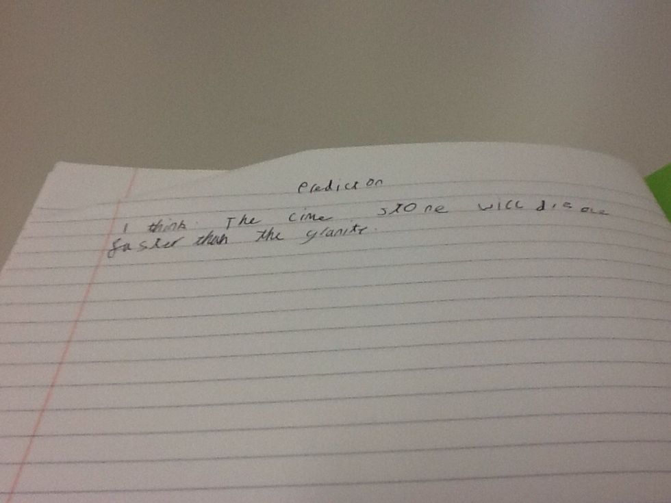 This is a prediction where u guess what is going to happen in the experiment. Also include your opinion