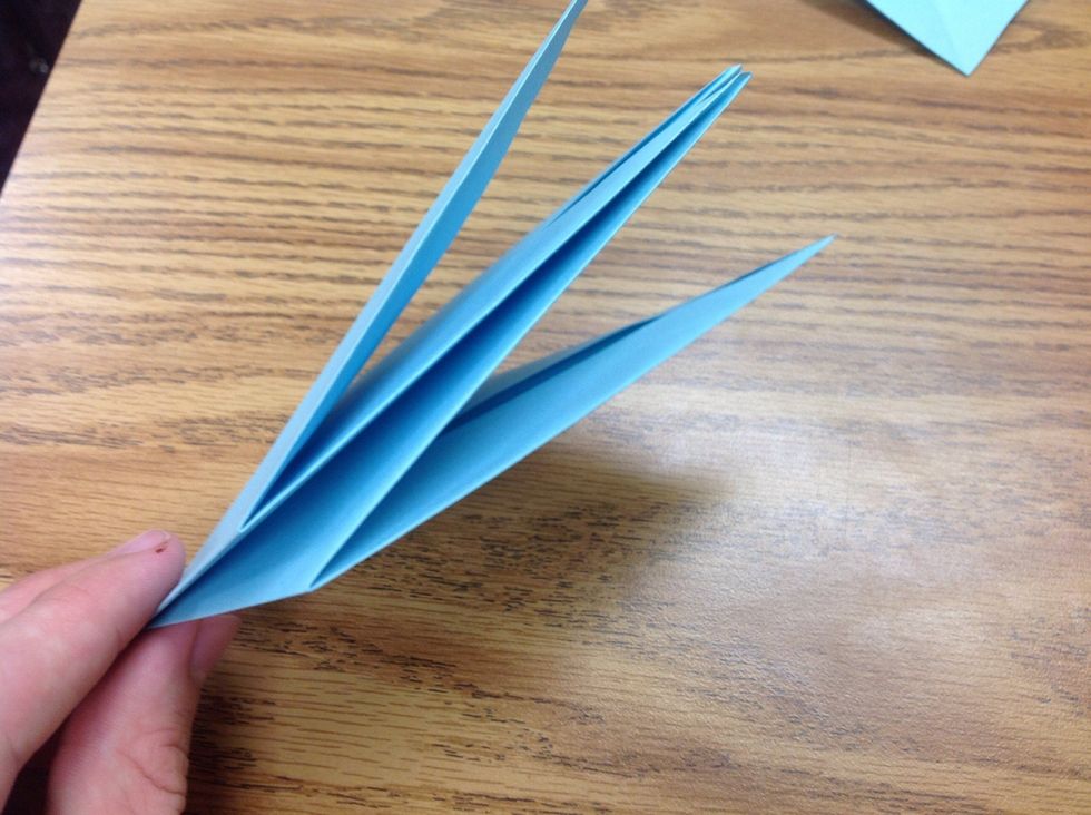 This is a side view of what your finished folds should look like.