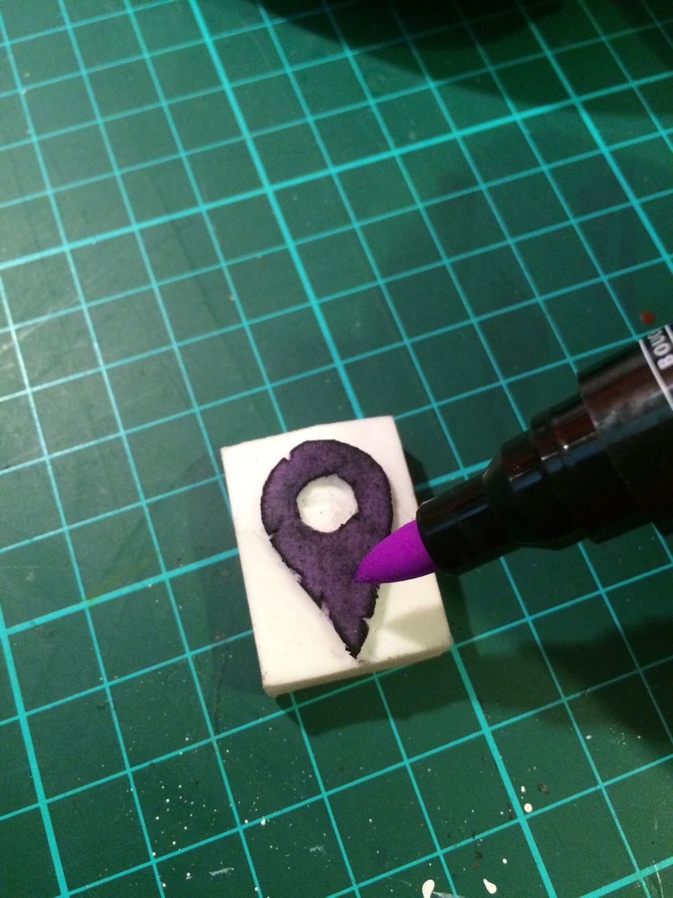 This is a stamp that I drew and cut out of an eraser. Draw over stamp with SetaSkrib marker then stamp directly onto canvas.