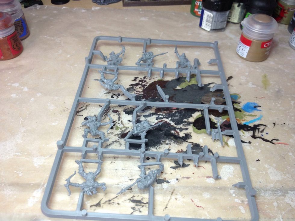 This is a standard plastic sprue. Select the miniature you want to paint next. I've chosen to use a sprue of Moria Goblins for this guide, but you can use anything.