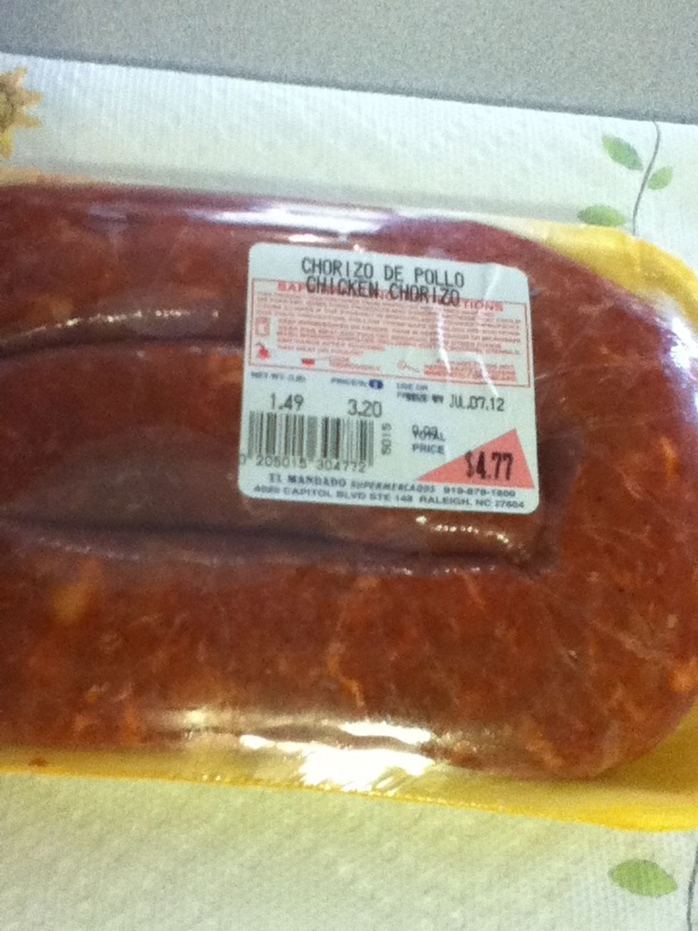 This is a store-made fresh chorizo with chicken, which is gonna be drier but with a firmer texture.