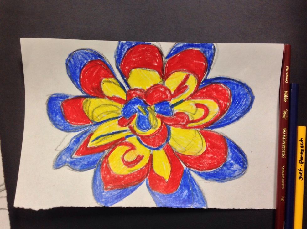 This is a working sample, I didn't worry about finishing the flower exactly like my original drawing.