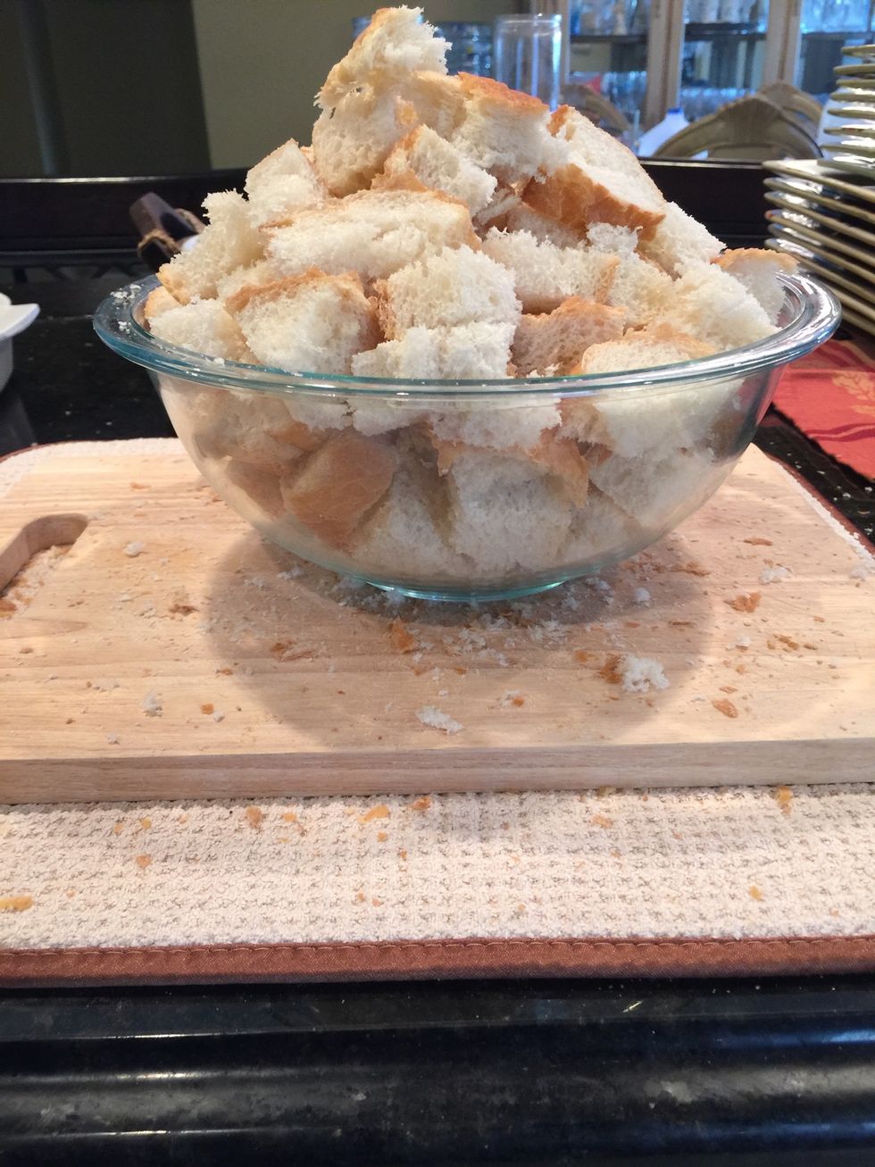 This is about 8 cups worth of bread.