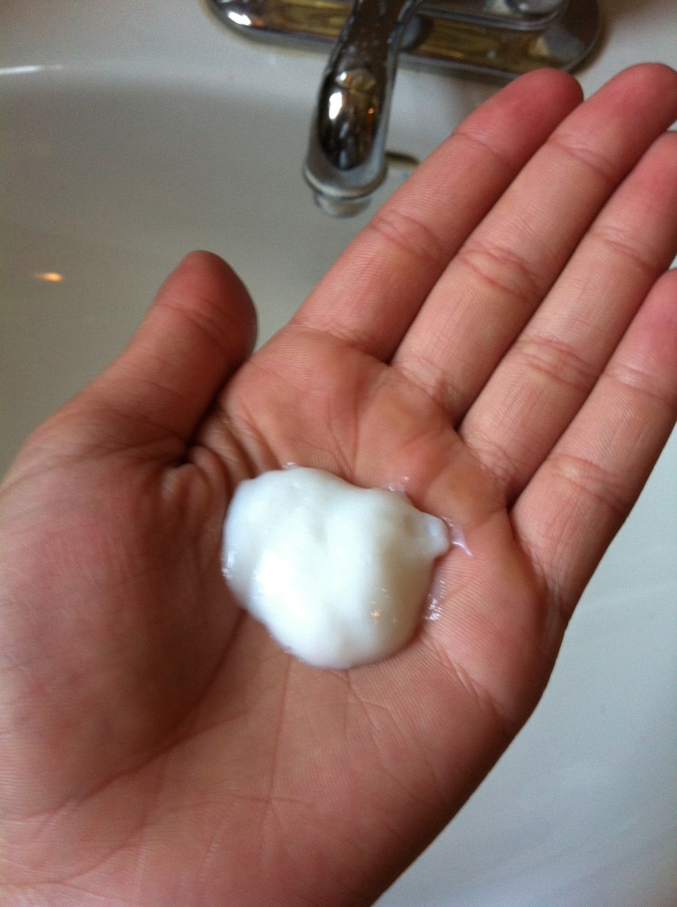 This is about the amount of conditioner that you should have. If you have thicker hair, use a bit more. If you have thinner hair use a bit less.