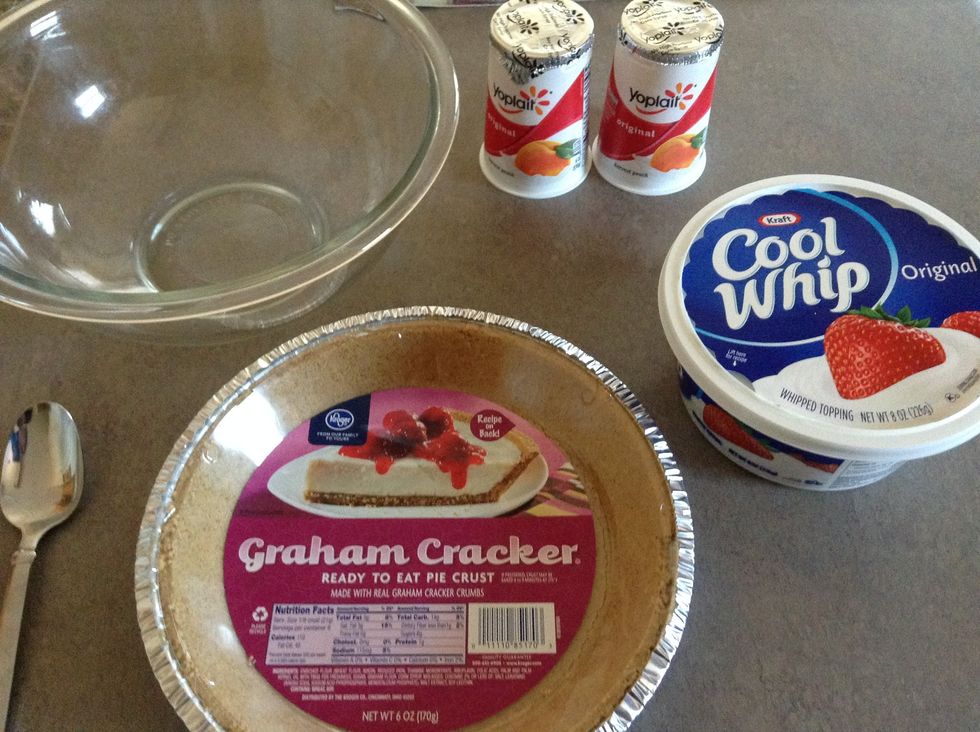 This is all you need! You can use Light Yogurt, Cool Whip and Pie Crust, but I use the regular stuff.