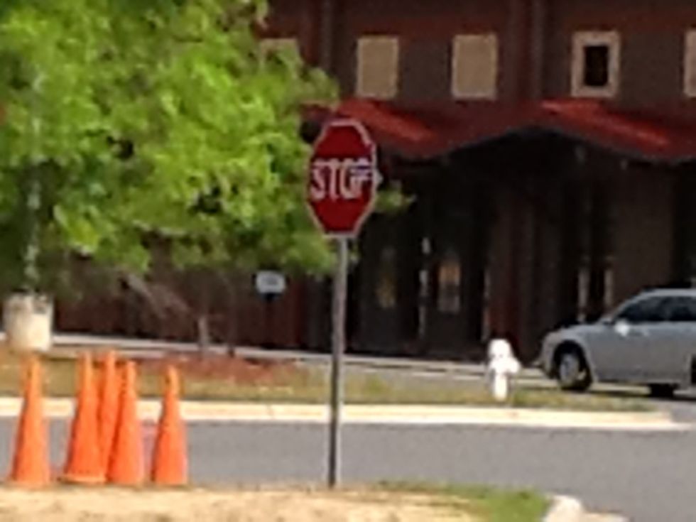 This is an example of an octagon because it has eight sides. A stop sign has 8 sides.