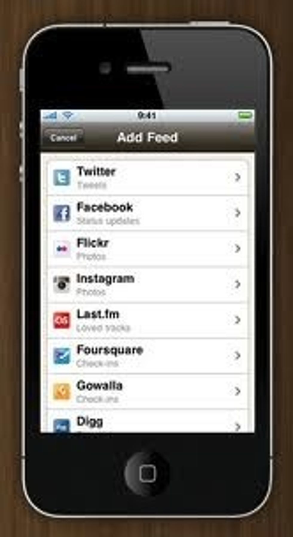 This is an older image but it shows some of the social networks you can connect to the momento app.